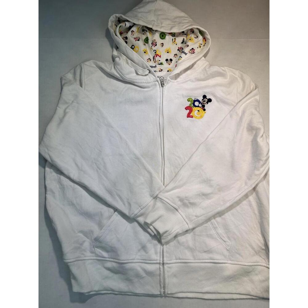 2020 Disneyland Parks White Zip Up Sweater XL Stiched